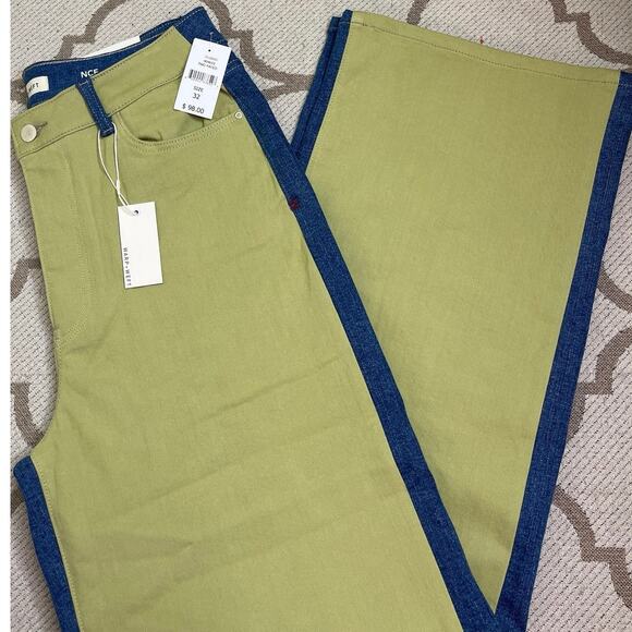 WARP + WEFT Denim - Warp + Weft NCE Nice Cote Wide Leg Two-Tone Two-Faced Jeans Size 14/32 MSRP $98